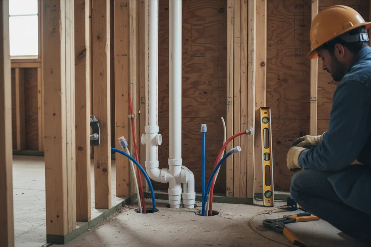 Drain and supply rough-in during Drain Cleaning in Decatur